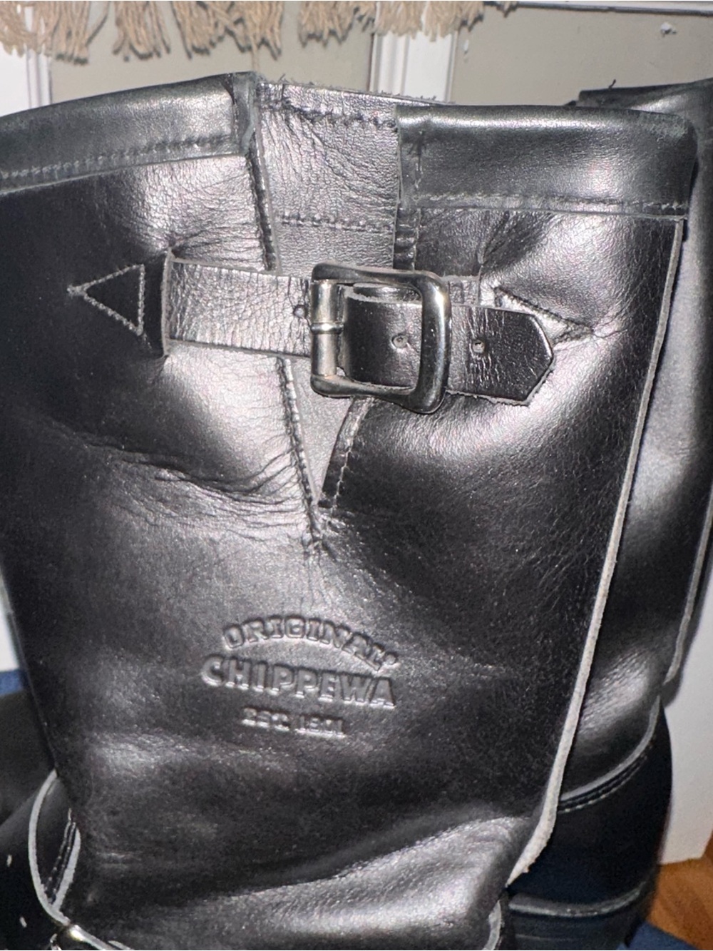 Chippewa Black Leather Women's Engineer Combat Boots - Picture 3 of 3